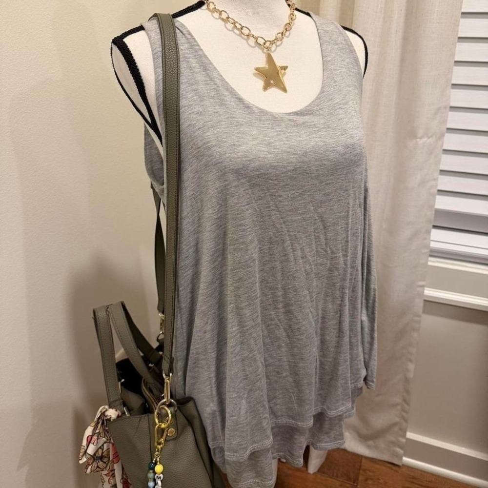 Diosa Women Heather Grey 2 Tier Layered Modal Slip Tank Top Medium T1830 NEW